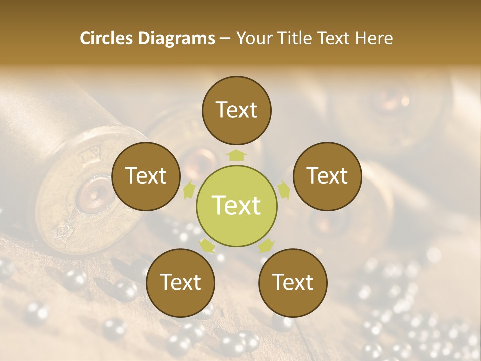 A Bunch Of Bullet Shells On A Wooden Table PowerPoint Template