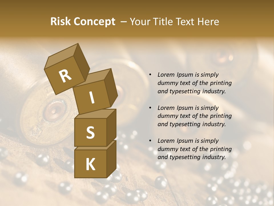 A Bunch Of Bullet Shells On A Wooden Table PowerPoint Template