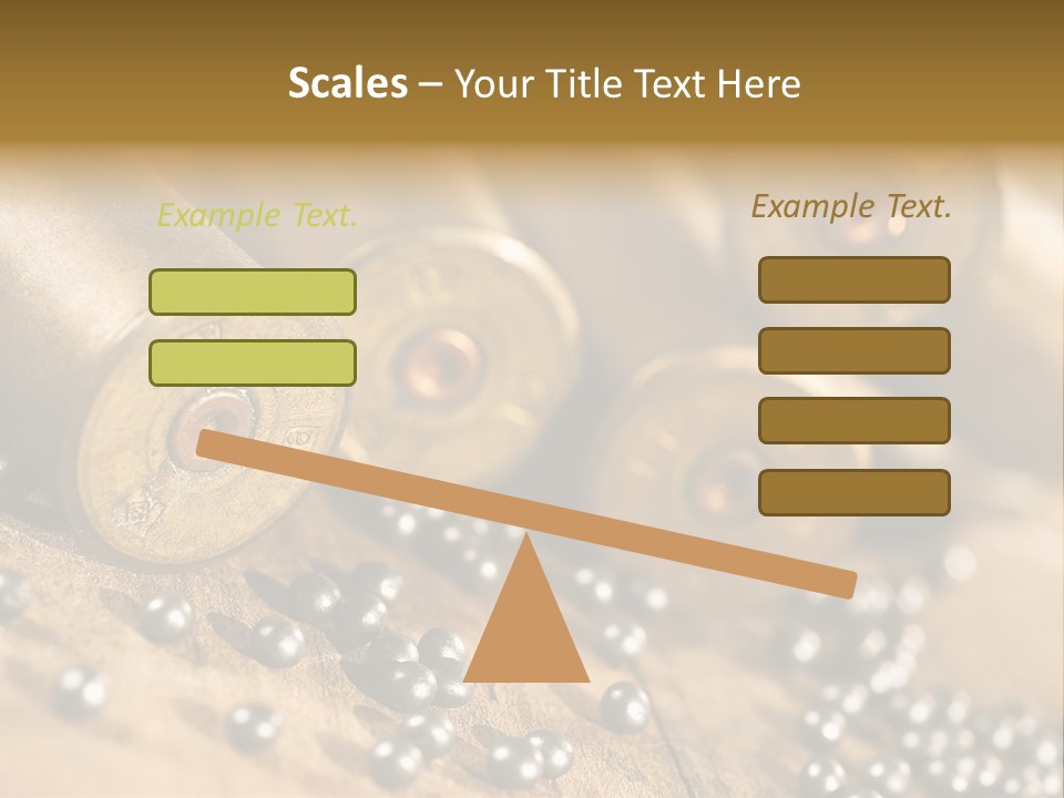 A Bunch Of Bullet Shells On A Wooden Table PowerPoint Template