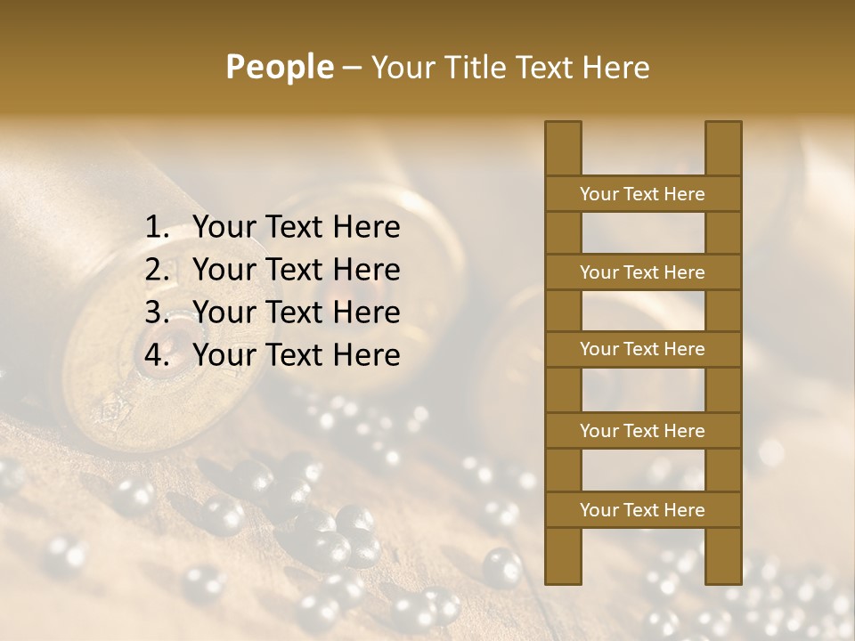 A Bunch Of Bullet Shells On A Wooden Table PowerPoint Template