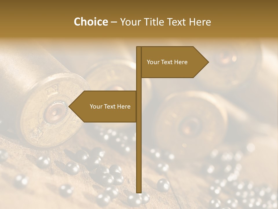 A Bunch Of Bullet Shells On A Wooden Table PowerPoint Template