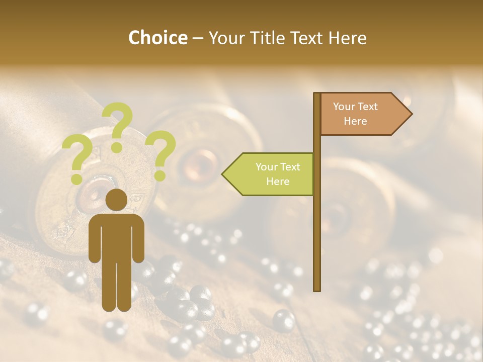 A Bunch Of Bullet Shells On A Wooden Table PowerPoint Template