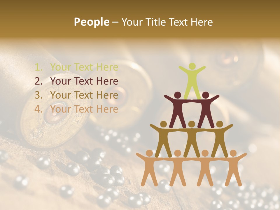 A Bunch Of Bullet Shells On A Wooden Table PowerPoint Template