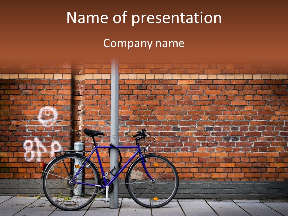 A Purple Bike Parked Next To A Brick Wall PowerPoint Template
