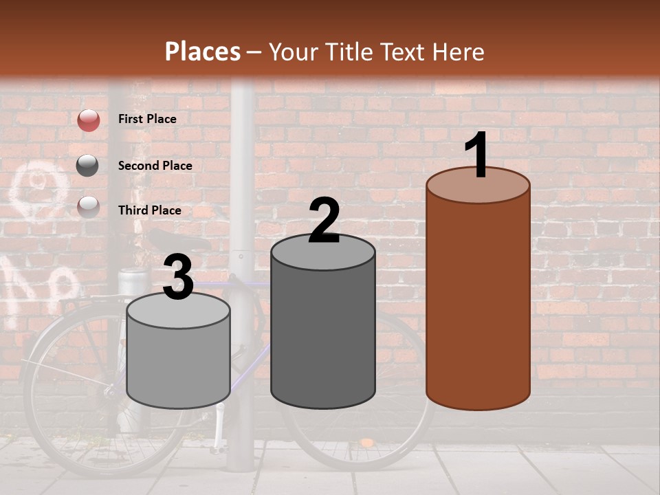 A Purple Bike Parked Next To A Brick Wall PowerPoint Template
