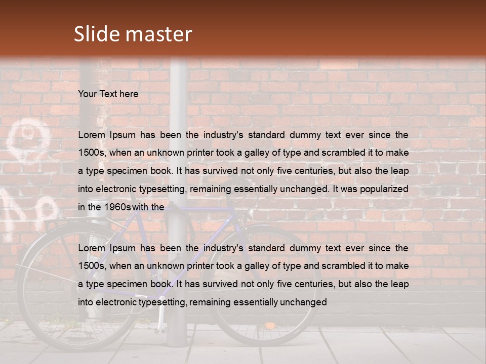 A Purple Bike Parked Next To A Brick Wall PowerPoint Template