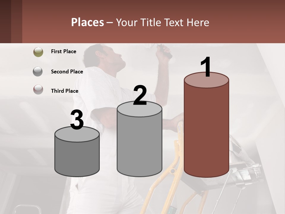 A Man Painting A Ceiling With A Paint Roller PowerPoint Template