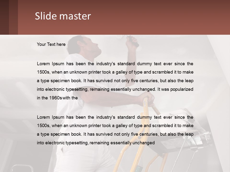 A Man Painting A Ceiling With A Paint Roller PowerPoint Template