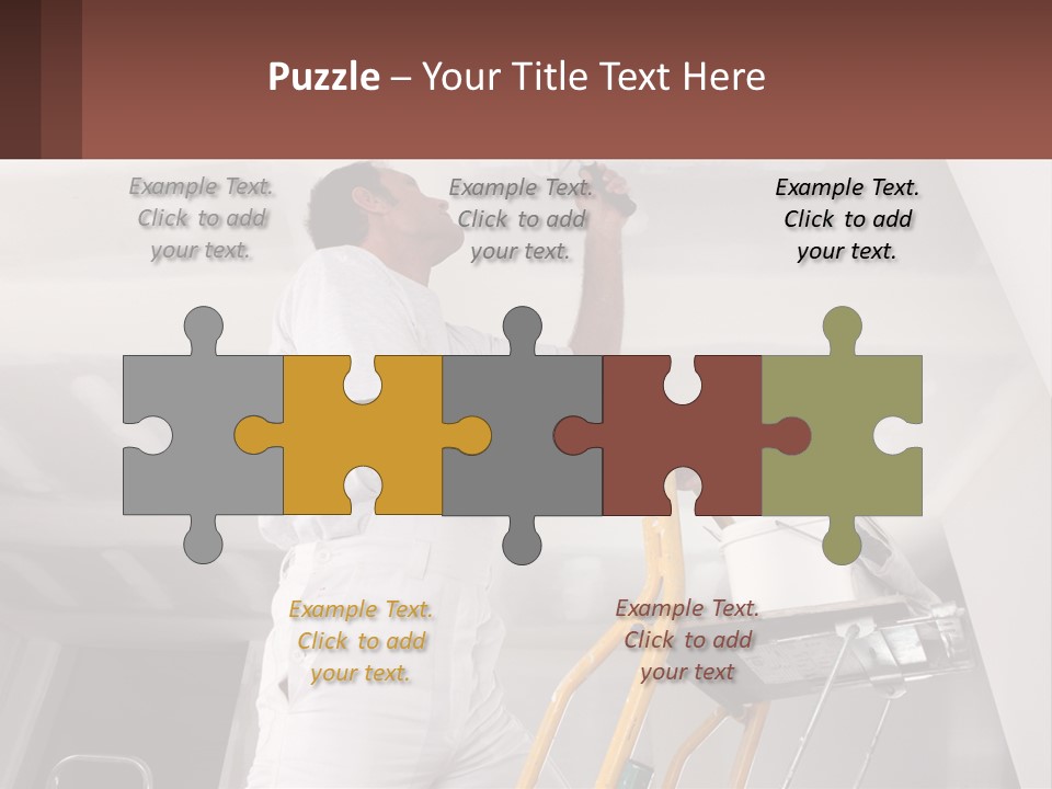 A Man Painting A Ceiling With A Paint Roller PowerPoint Template