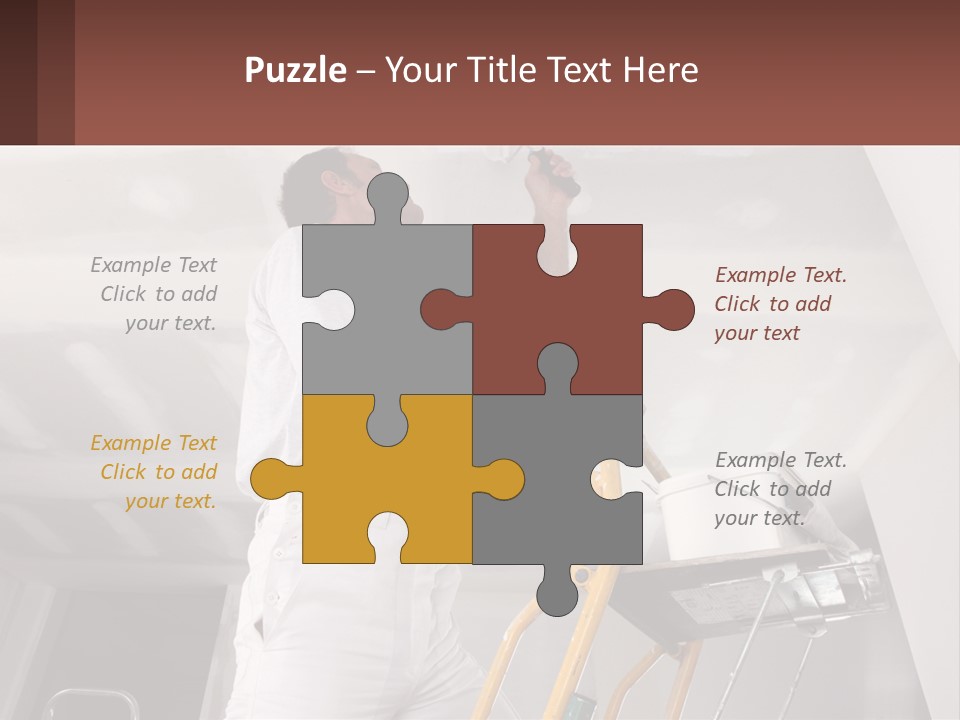 A Man Painting A Ceiling With A Paint Roller PowerPoint Template