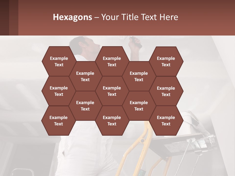 A Man Painting A Ceiling With A Paint Roller PowerPoint Template