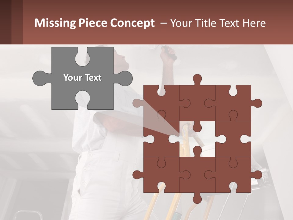 A Man Painting A Ceiling With A Paint Roller PowerPoint Template