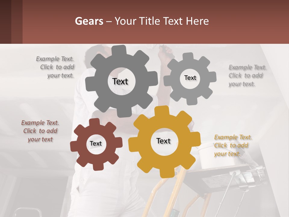 A Man Painting A Ceiling With A Paint Roller PowerPoint Template