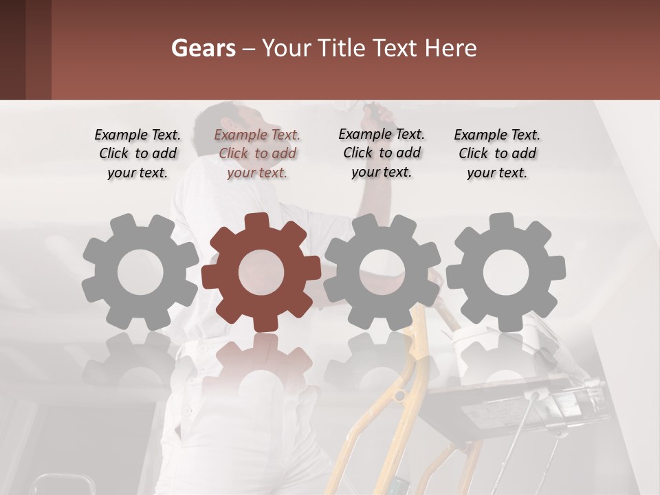 A Man Painting A Ceiling With A Paint Roller PowerPoint Template