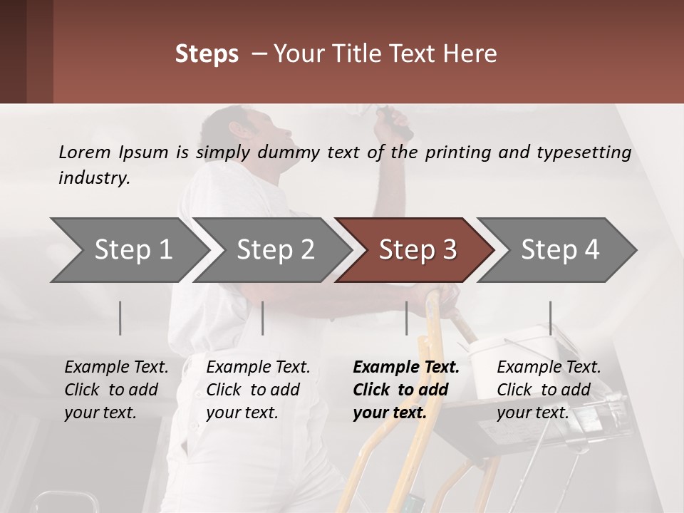 A Man Painting A Ceiling With A Paint Roller PowerPoint Template