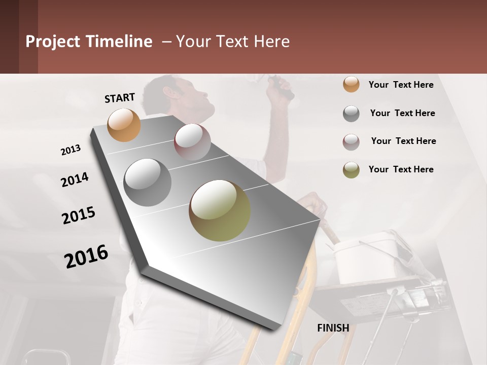 A Man Painting A Ceiling With A Paint Roller PowerPoint Template