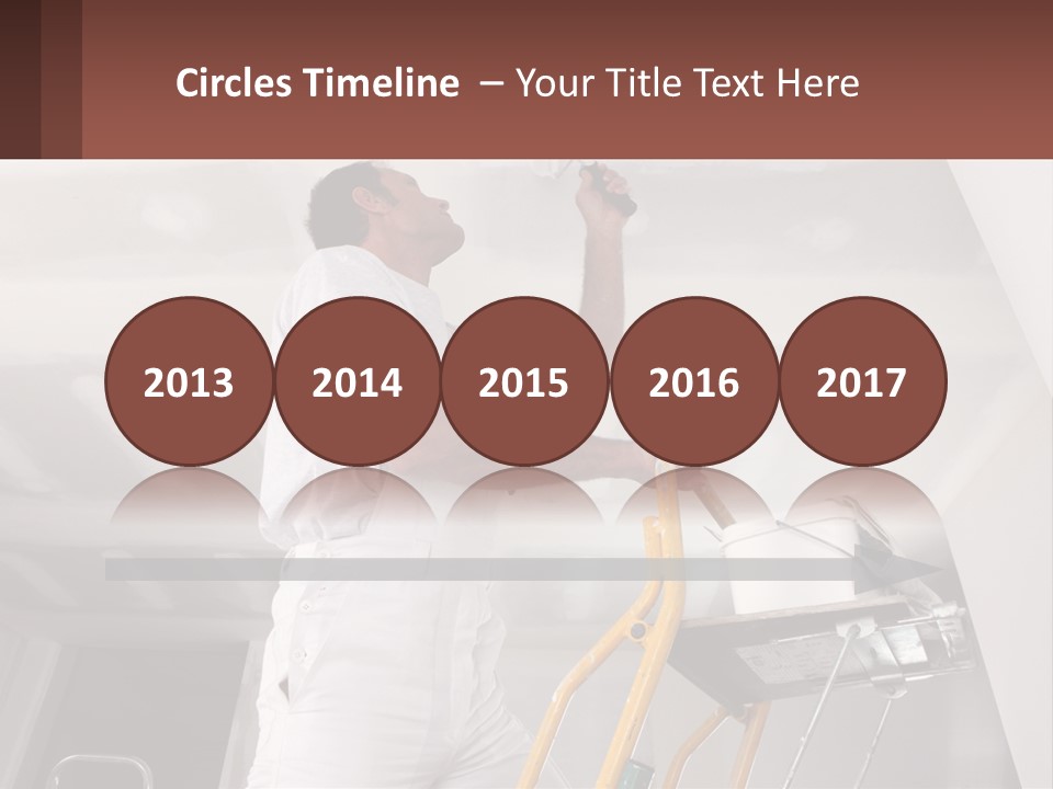 A Man Painting A Ceiling With A Paint Roller PowerPoint Template