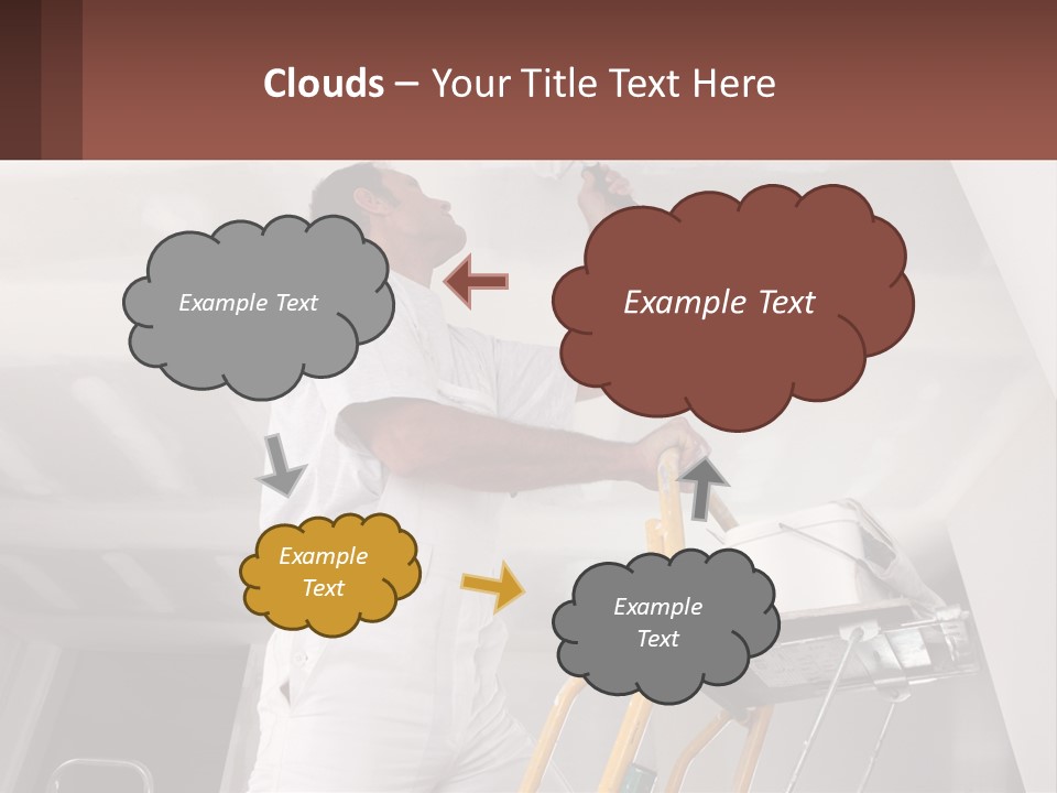 A Man Painting A Ceiling With A Paint Roller PowerPoint Template