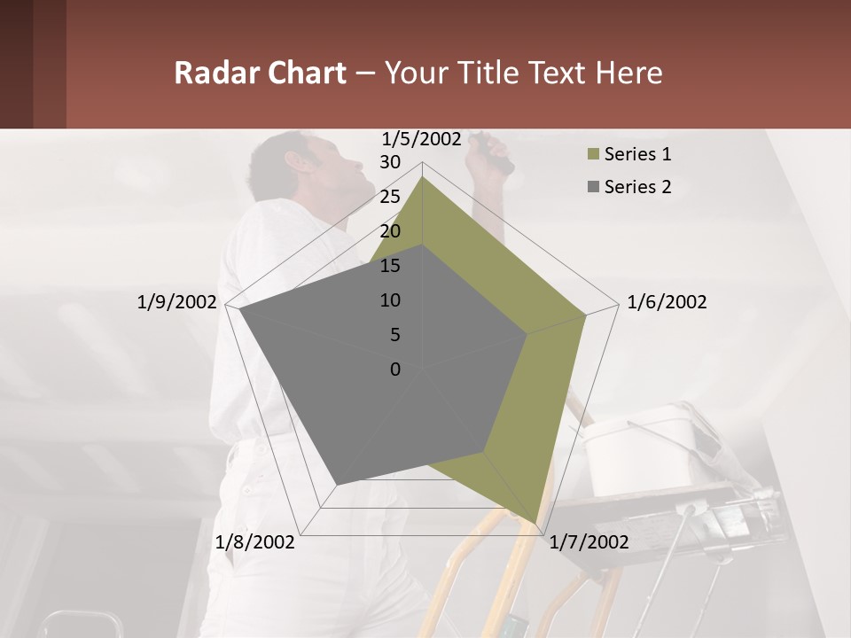 A Man Painting A Ceiling With A Paint Roller PowerPoint Template