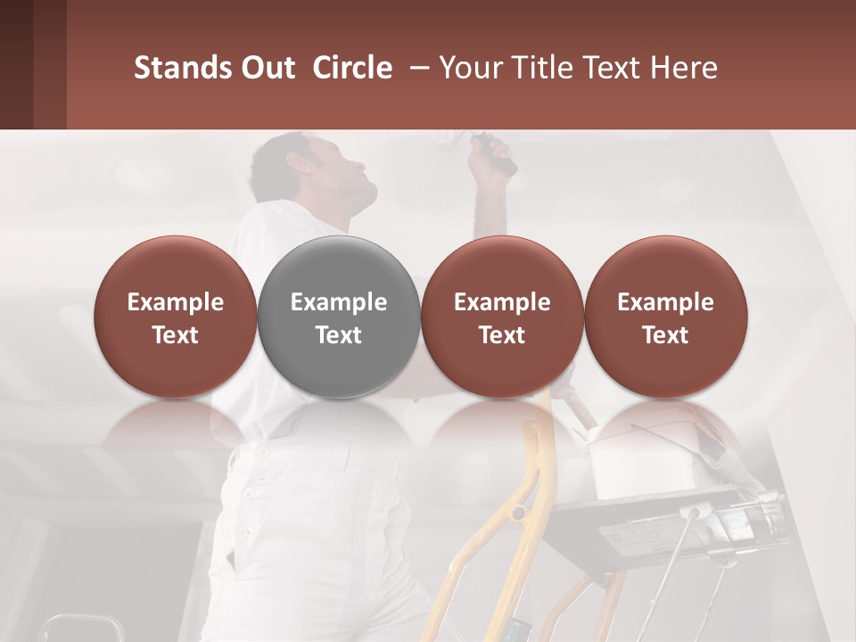 A Man Painting A Ceiling With A Paint Roller PowerPoint Template