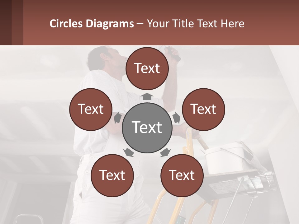 A Man Painting A Ceiling With A Paint Roller PowerPoint Template