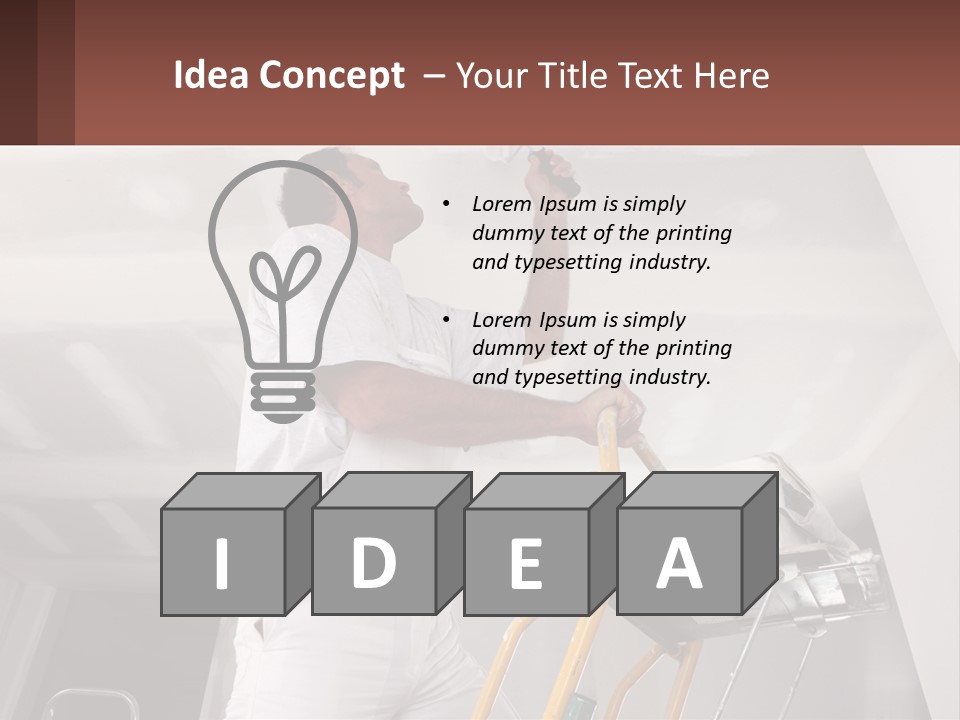 A Man Painting A Ceiling With A Paint Roller PowerPoint Template