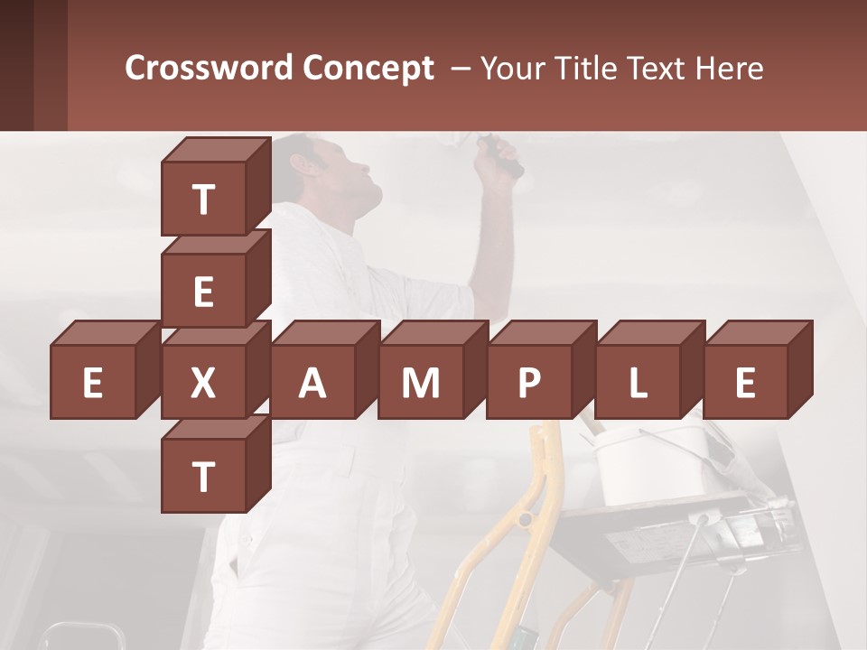 A Man Painting A Ceiling With A Paint Roller PowerPoint Template