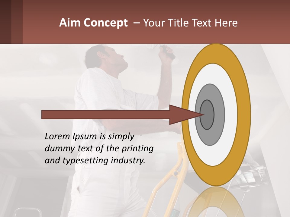 A Man Painting A Ceiling With A Paint Roller PowerPoint Template