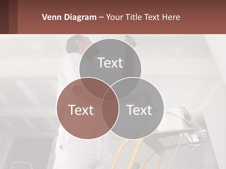 A Man Painting A Ceiling With A Paint Roller PowerPoint Template