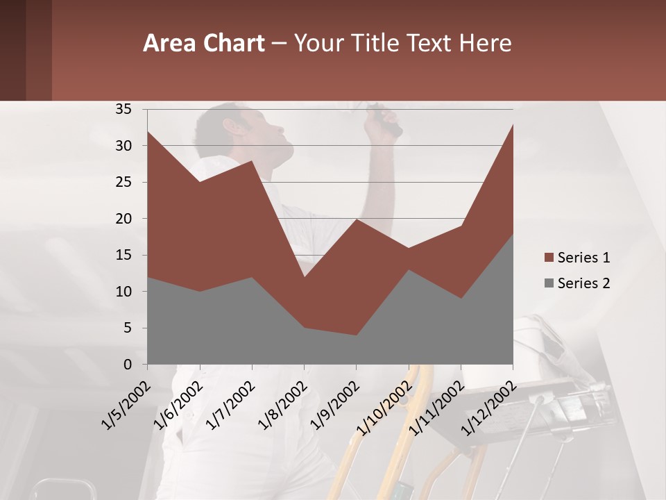 A Man Painting A Ceiling With A Paint Roller PowerPoint Template