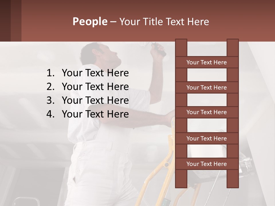 A Man Painting A Ceiling With A Paint Roller PowerPoint Template