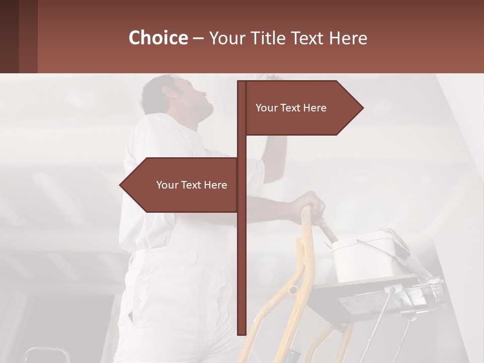 A Man Painting A Ceiling With A Paint Roller PowerPoint Template