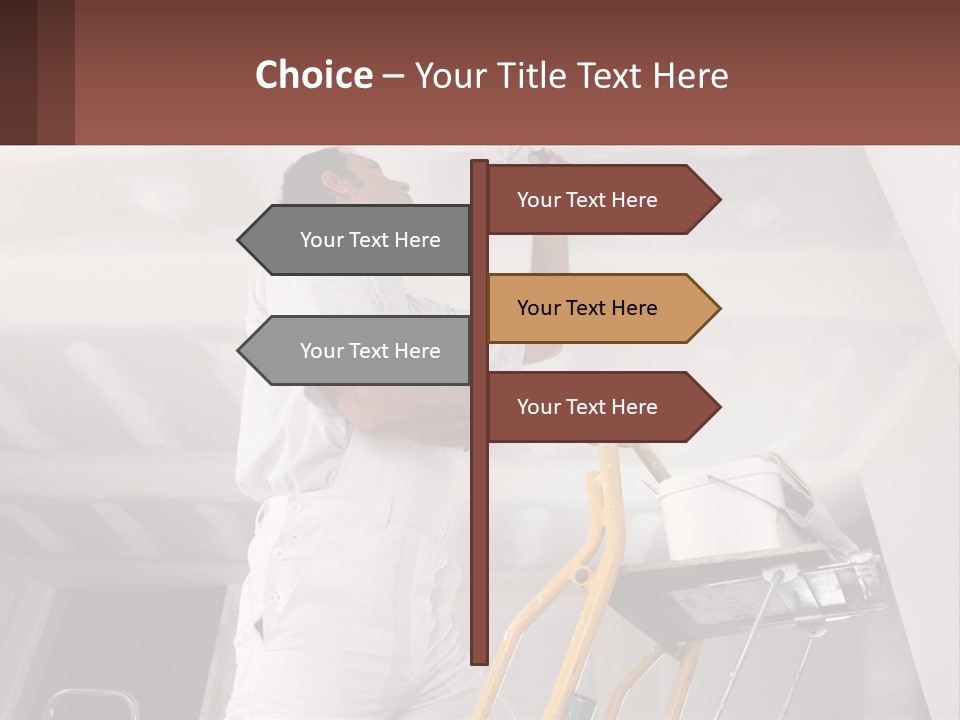 A Man Painting A Ceiling With A Paint Roller PowerPoint Template