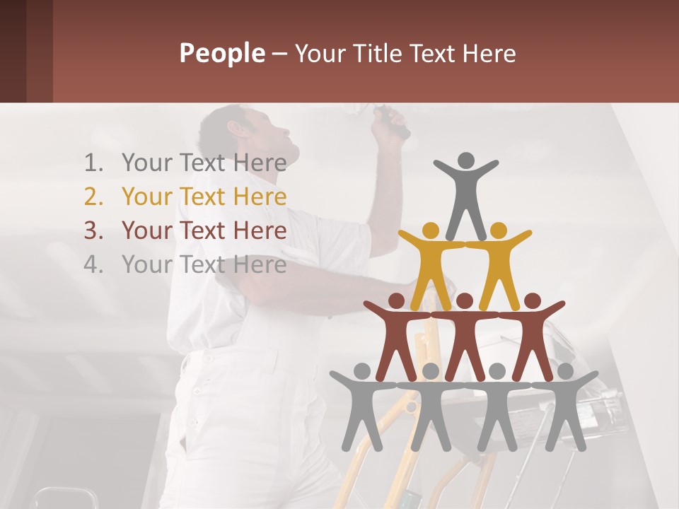 A Man Painting A Ceiling With A Paint Roller PowerPoint Template