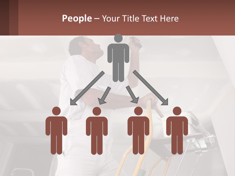 A Man Painting A Ceiling With A Paint Roller PowerPoint Template