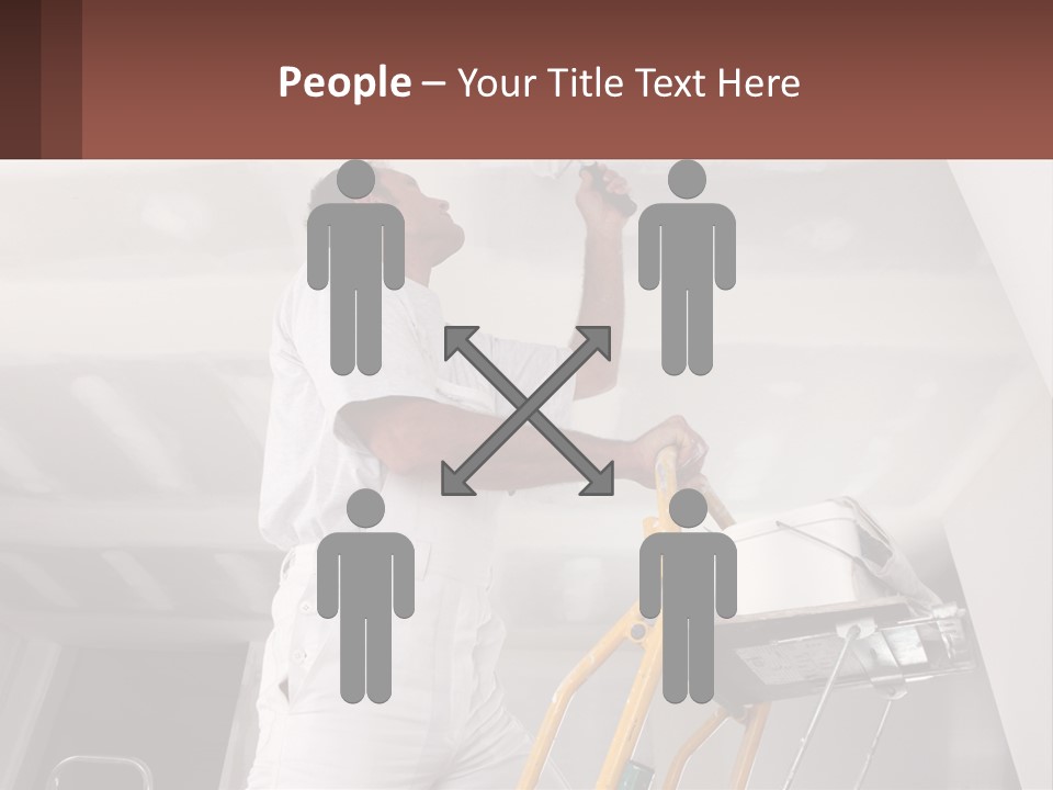 A Man Painting A Ceiling With A Paint Roller PowerPoint Template