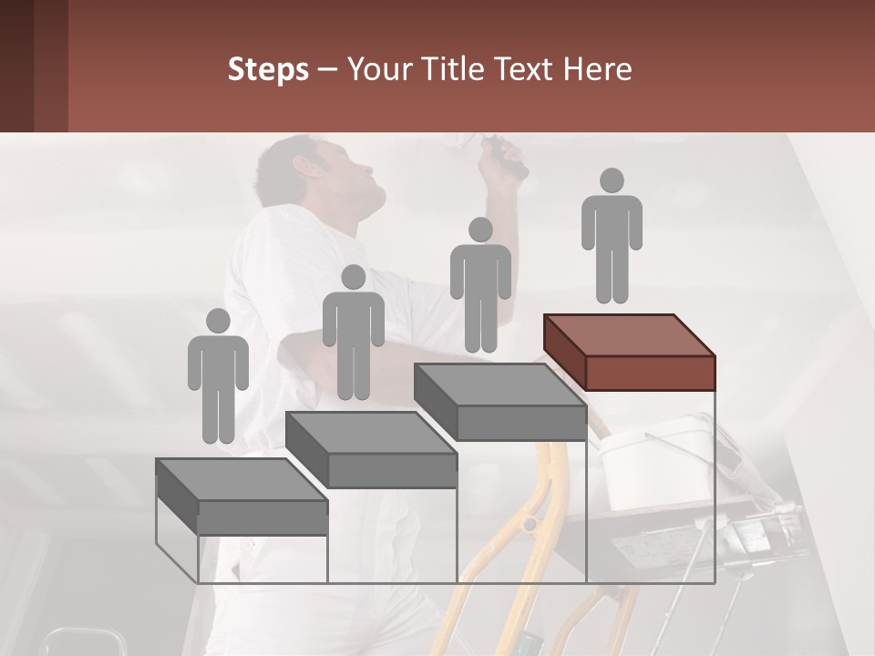 A Man Painting A Ceiling With A Paint Roller PowerPoint Template