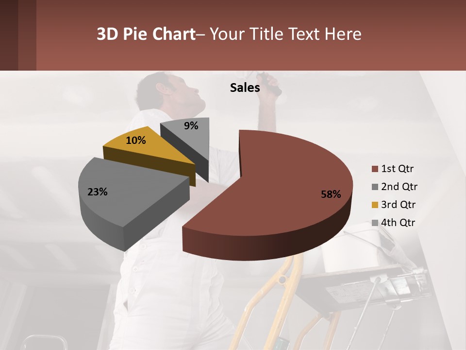 A Man Painting A Ceiling With A Paint Roller PowerPoint Template