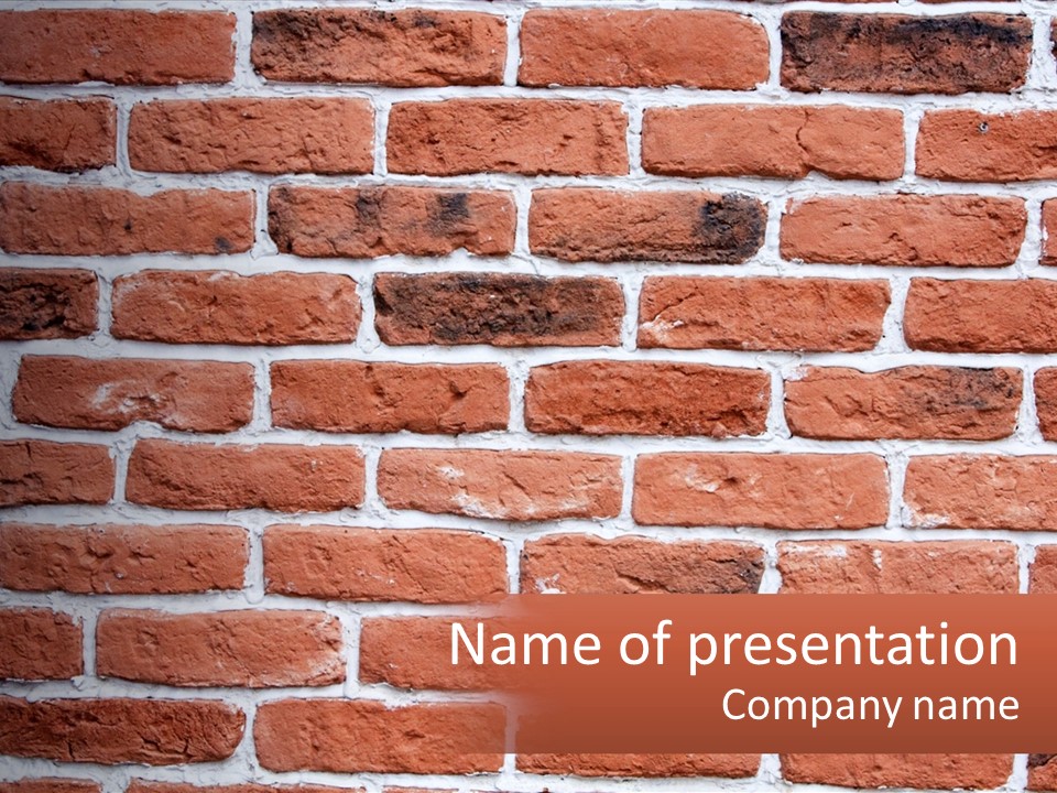 A Brick Wall Is Shown With The Name Of The Company PowerPoint Template