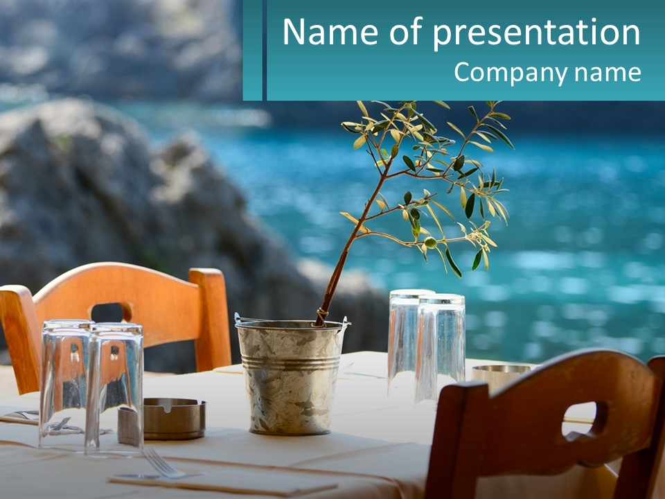 A Table With A Potted Plant On Top Of It PowerPoint Template