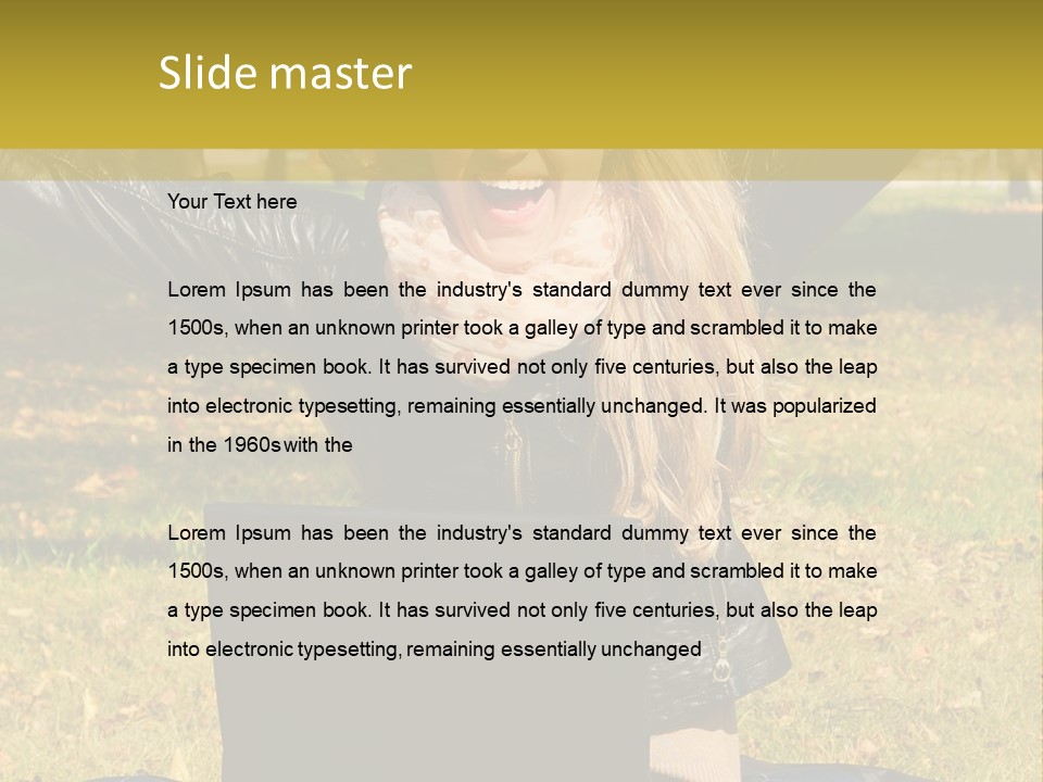 A Woman Sitting In The Grass With Her Laptop PowerPoint Template