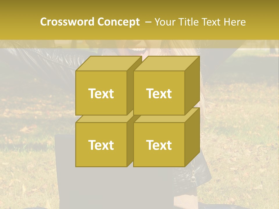 A Woman Sitting In The Grass With Her Laptop PowerPoint Template