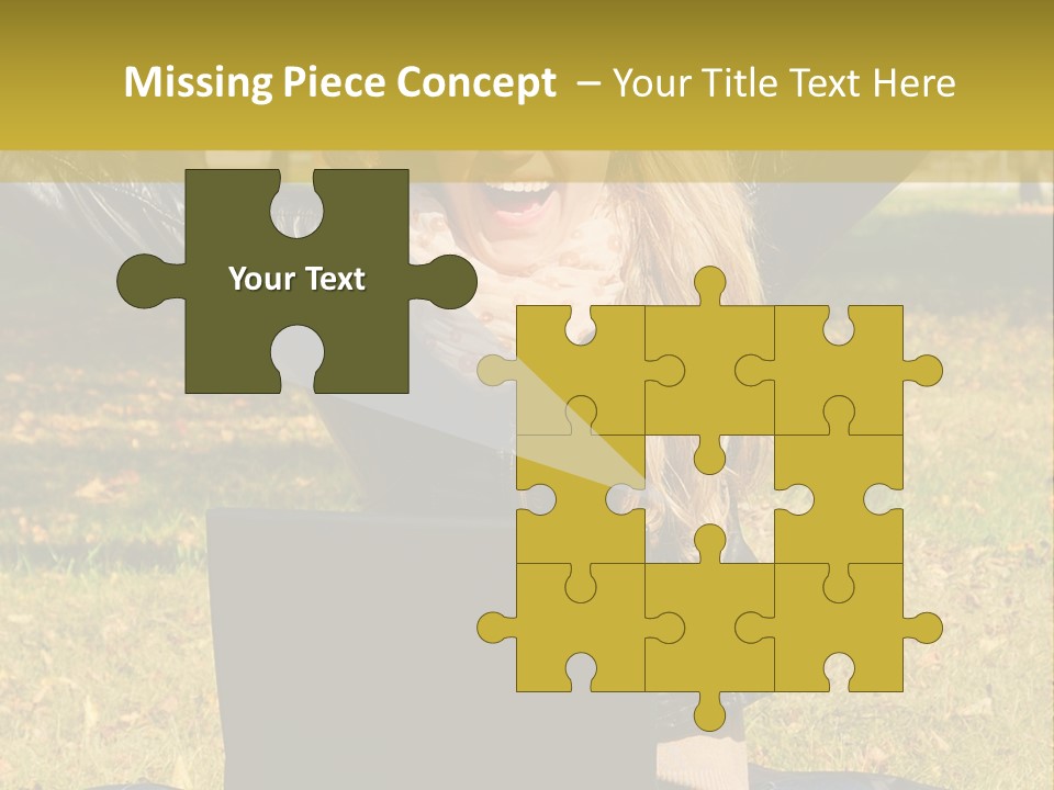 A Woman Sitting In The Grass With Her Laptop PowerPoint Template