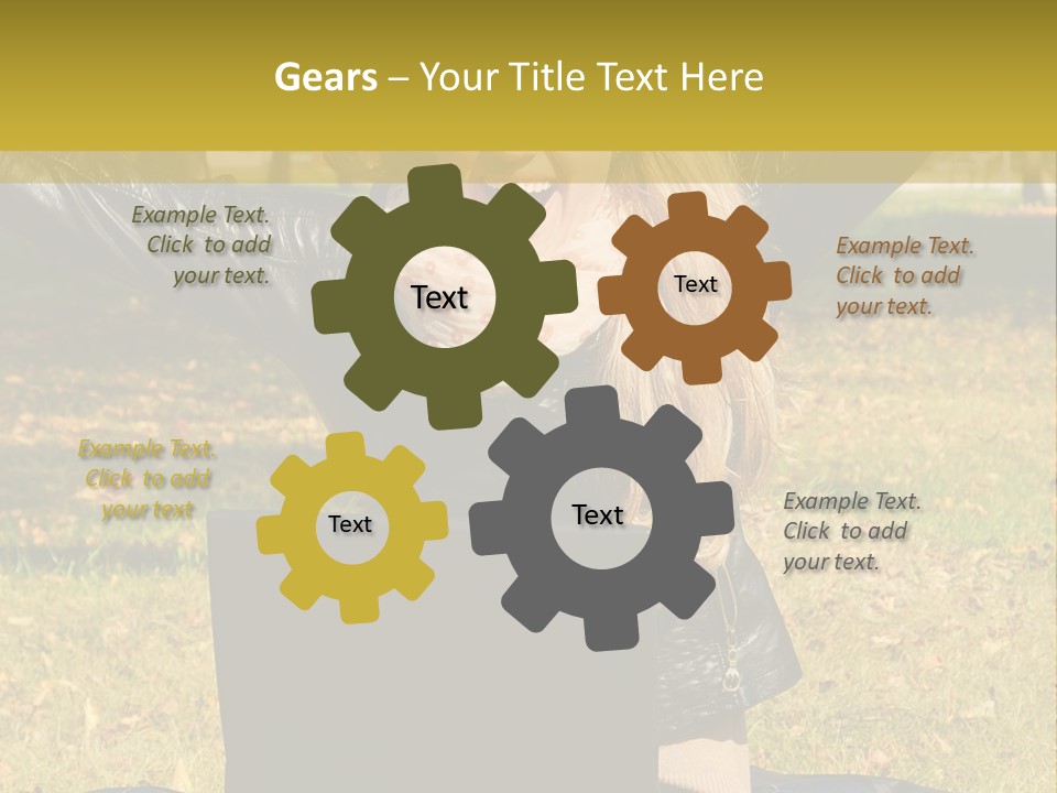 A Woman Sitting In The Grass With Her Laptop PowerPoint Template