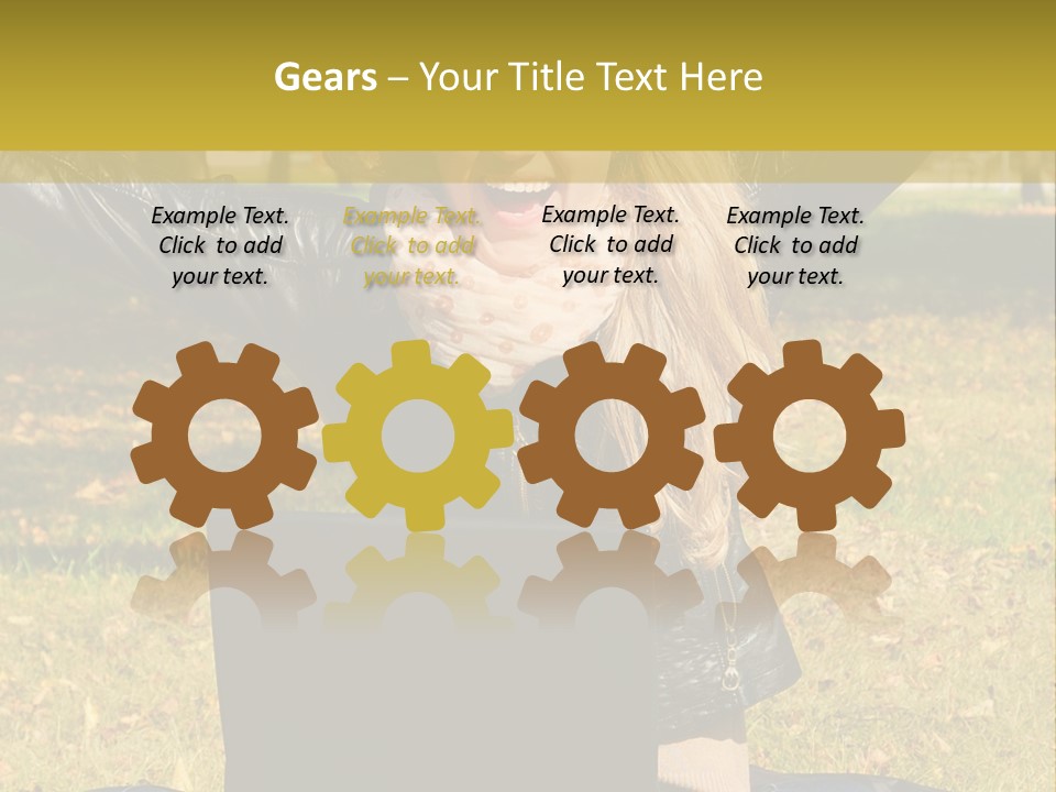 A Woman Sitting In The Grass With Her Laptop PowerPoint Template