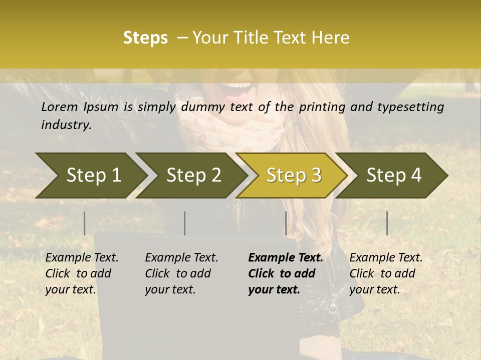A Woman Sitting In The Grass With Her Laptop PowerPoint Template