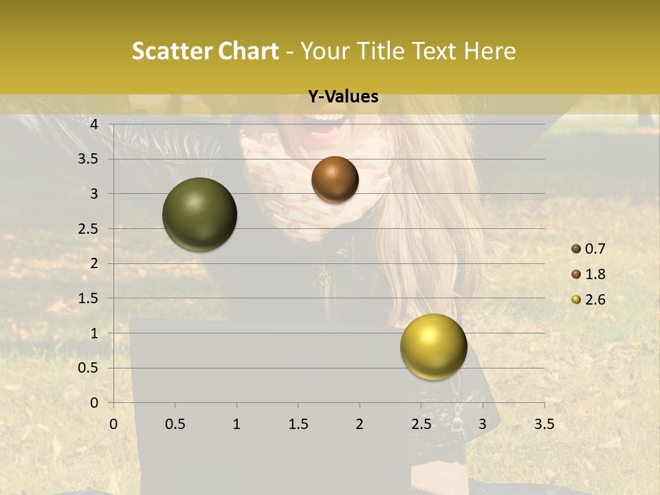A Woman Sitting In The Grass With Her Laptop PowerPoint Template