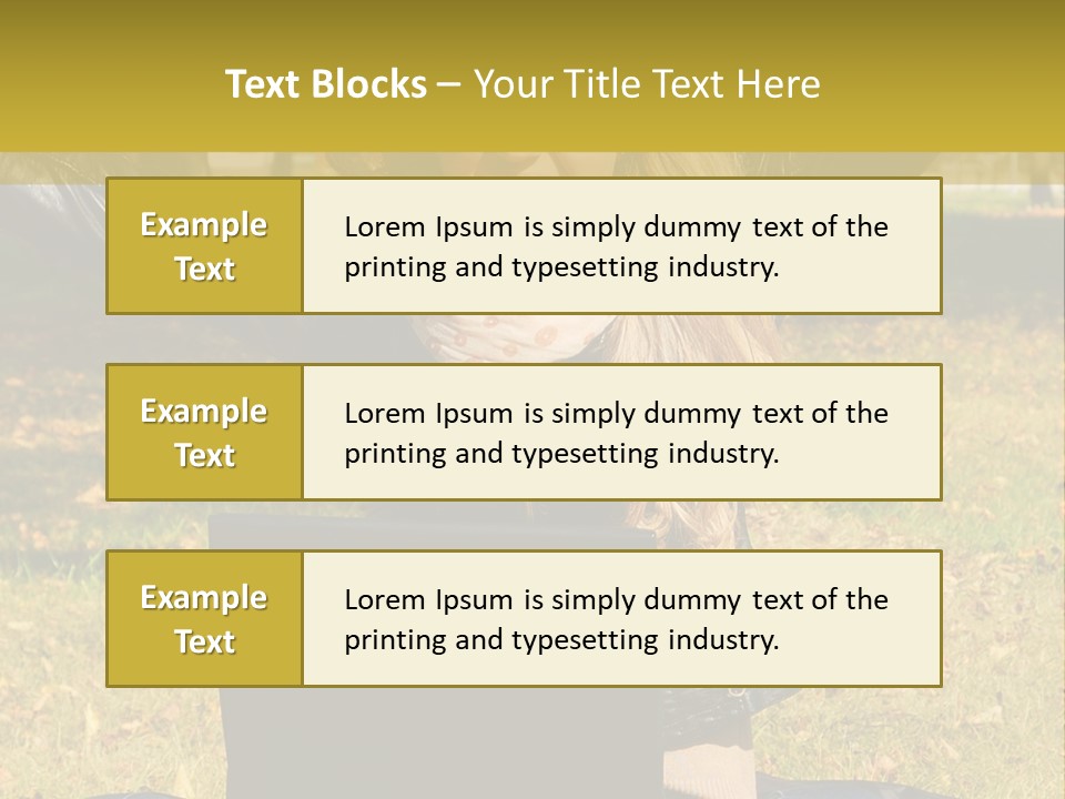 A Woman Sitting In The Grass With Her Laptop PowerPoint Template