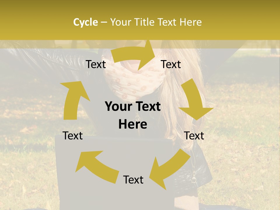 A Woman Sitting In The Grass With Her Laptop PowerPoint Template