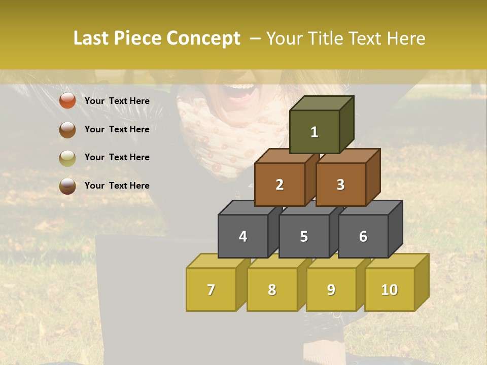 A Woman Sitting In The Grass With Her Laptop PowerPoint Template